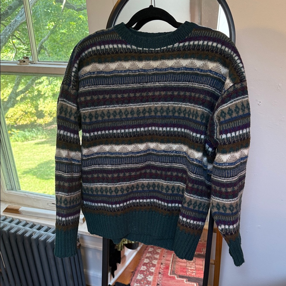 Men's Multicolor Patterned Wool Sweater - image 1